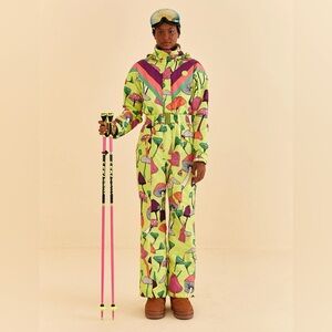 FARM Rio Lime Green New Mushroom Ski Snowboarding Jumpsuit Size L